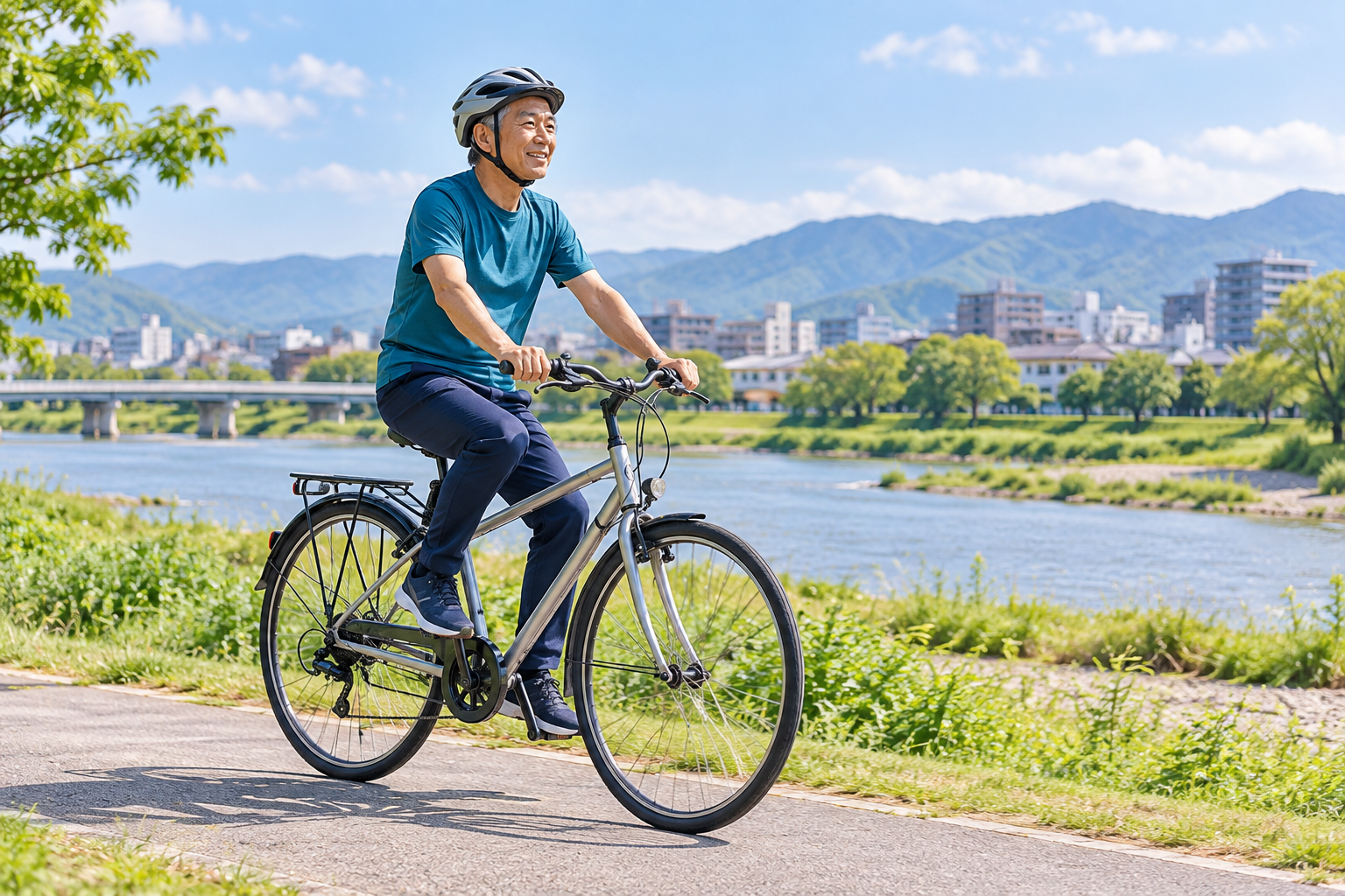 川辺でサイクリングを楽しむ将来のイメージ